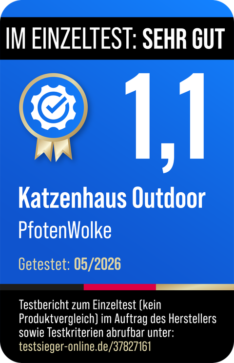Testsiegel testsieger-online.de: Sehr gut 1,1 (05/2026)